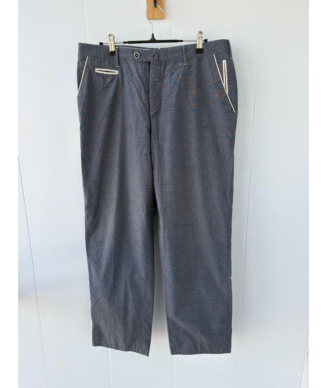 CORNELIANI Серые хлопко-эластановые повседневные брюки, фото 9