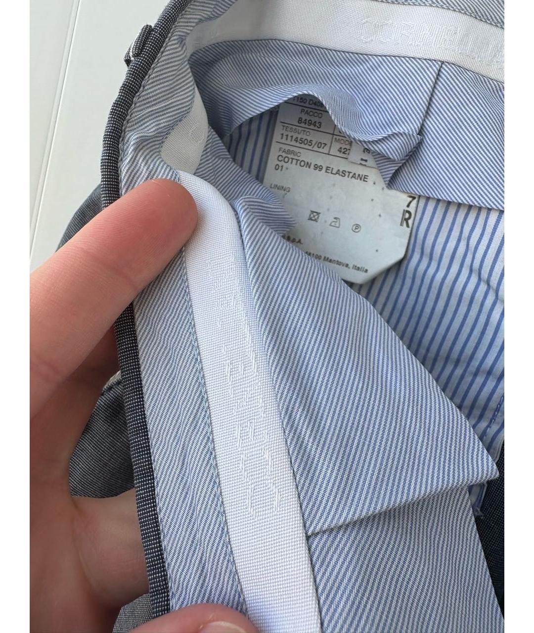 CORNELIANI Серые хлопко-эластановые повседневные брюки, фото 7