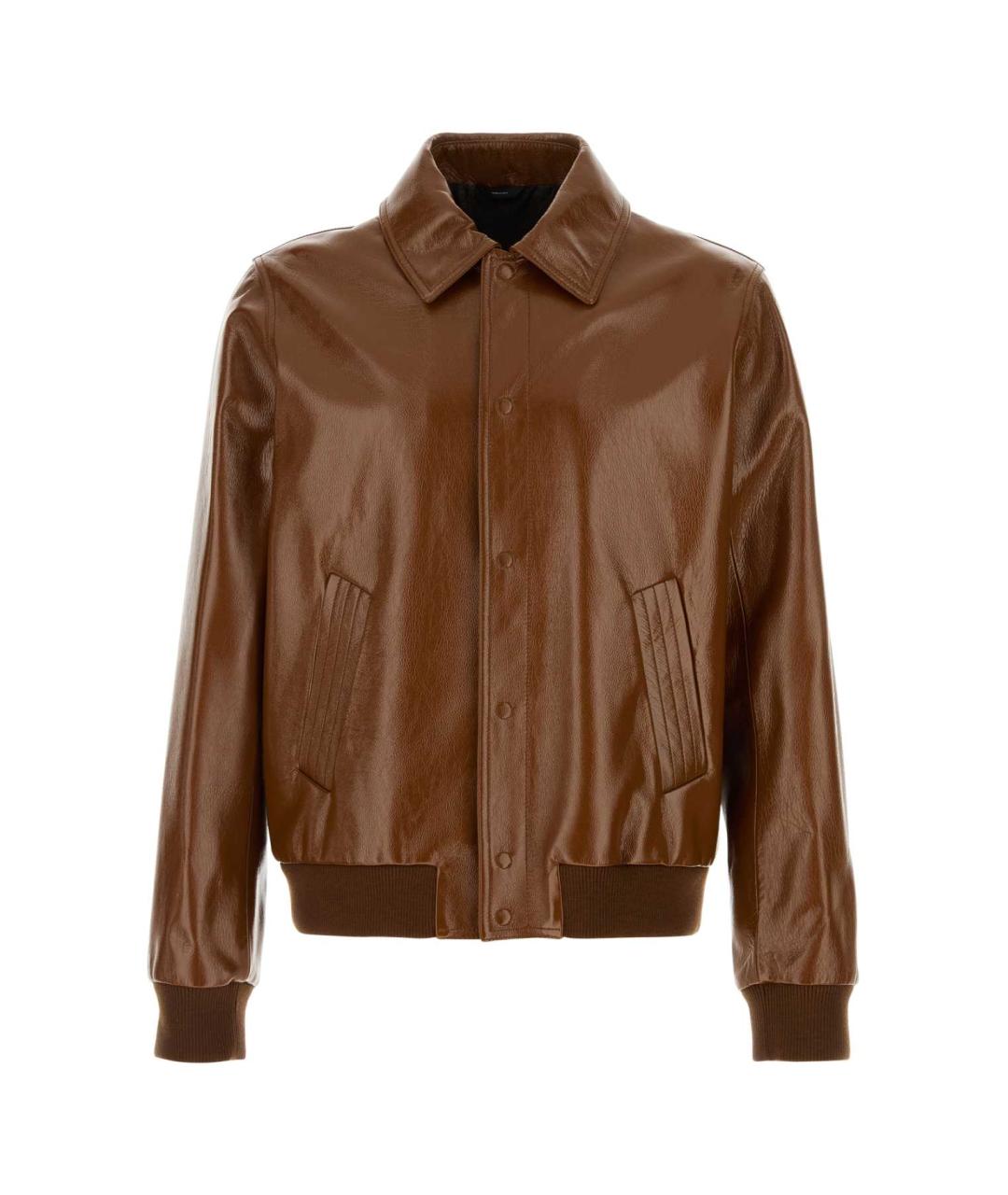 FENDI Коричневая кожаная куртка, фото 1