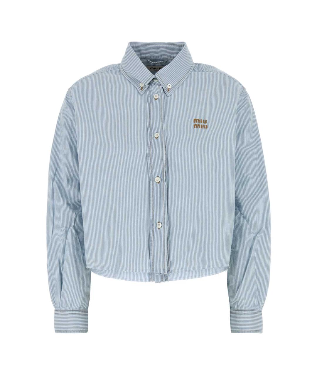 MIU MIU Голубая атласная рубашка, фото 1