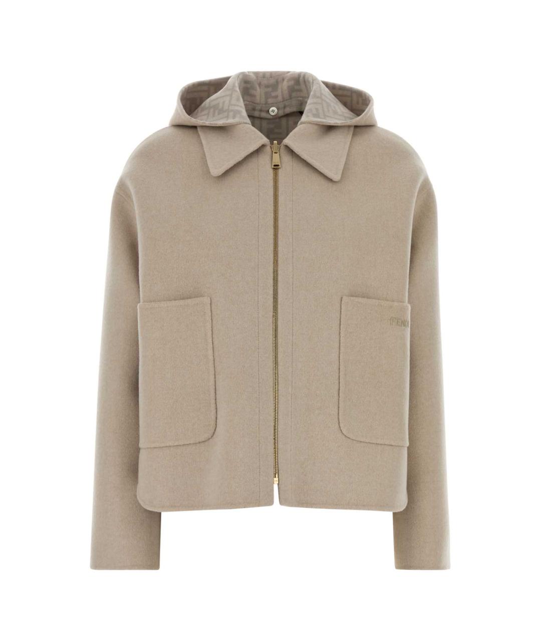 FENDI Бежевая шерстяная куртка, фото 1