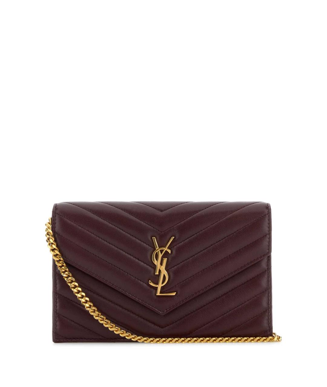 SAINT LAURENT Бордовый кожаный кошелек, фото 1