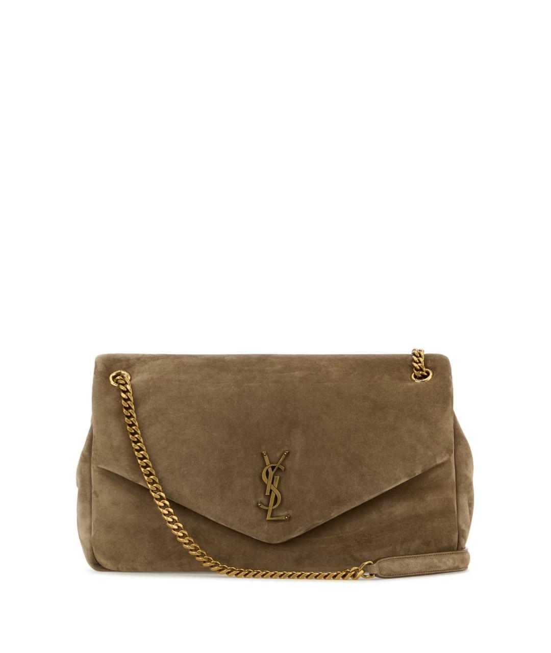 SAINT LAURENT Бежевая замшевая сумка через плечо, фото 1