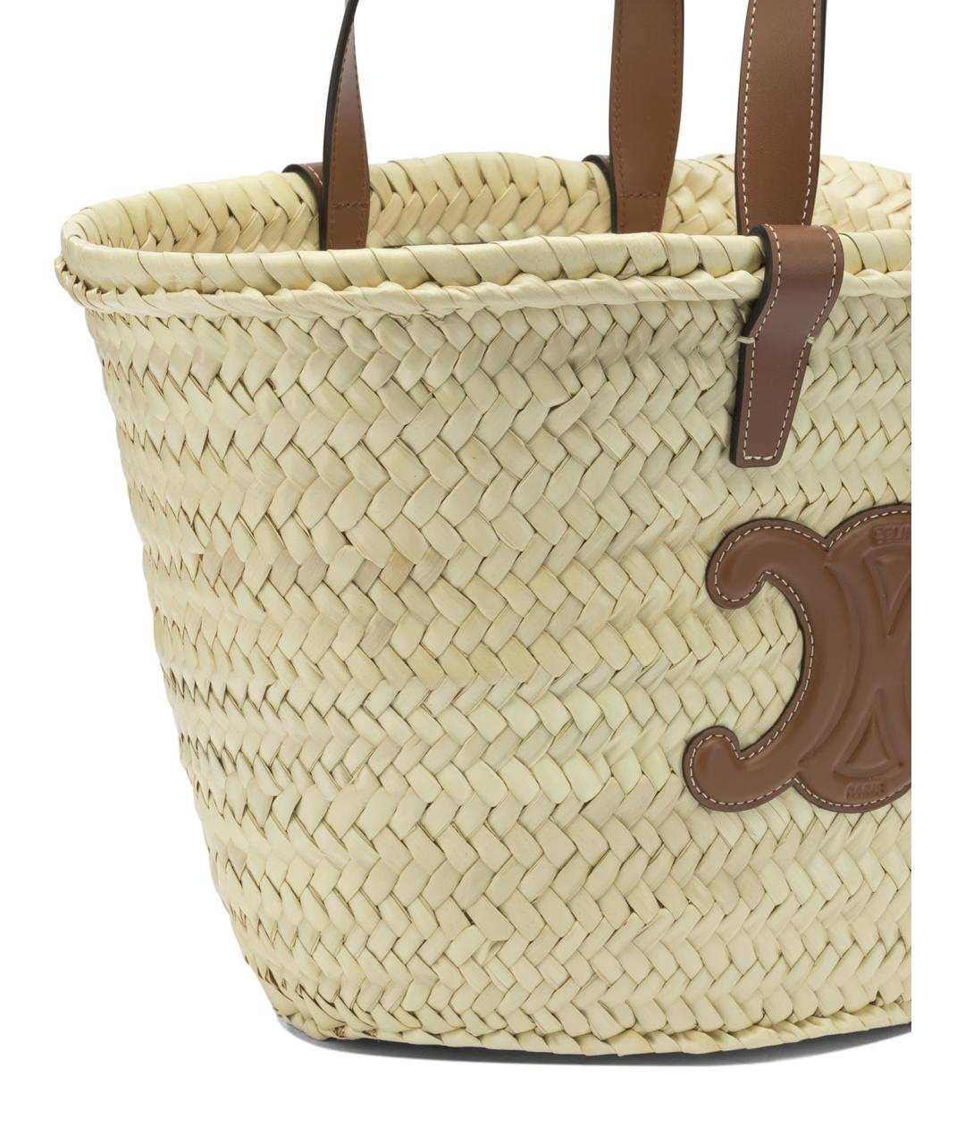 CELINE Бежевая пелетеная сумка тоут, фото 4