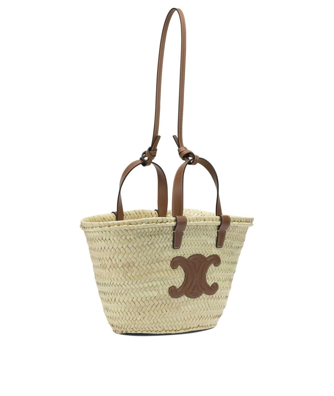 CELINE Бежевая пелетеная сумка тоут, фото 2