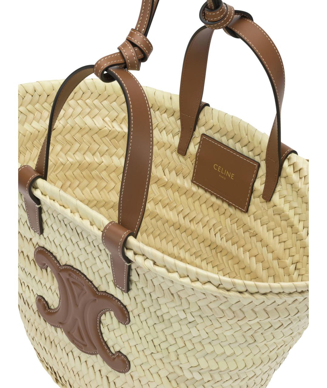 CELINE Бежевая пелетеная сумка тоут, фото 5