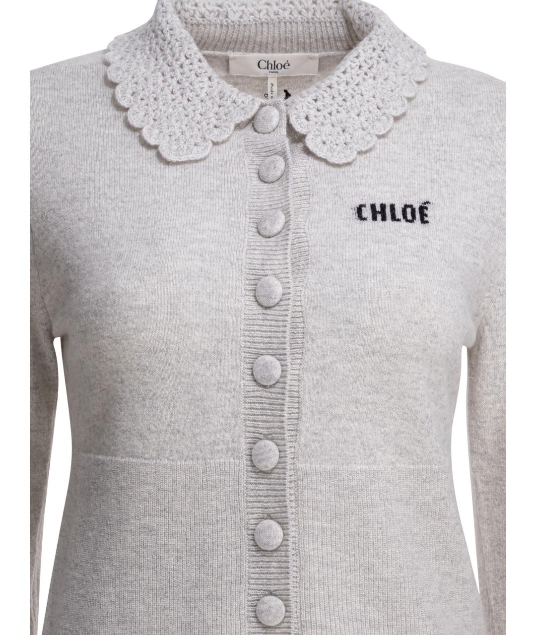 CHLOE Серый шерстяной кардиган, фото 3