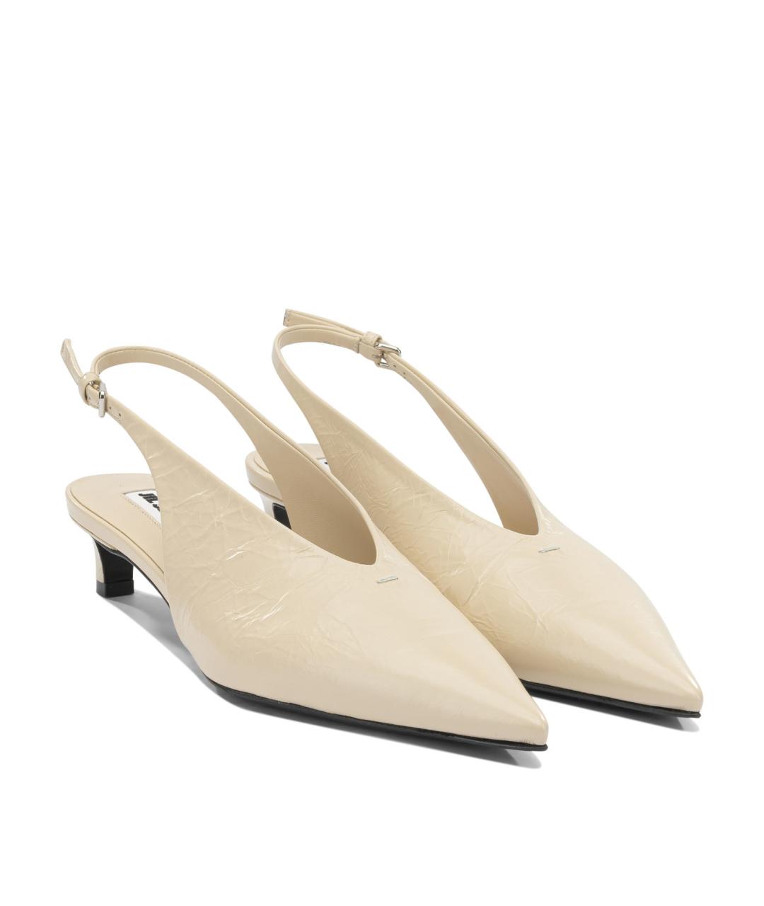 JIL SANDER Бежевые кожаные туфли, фото 2