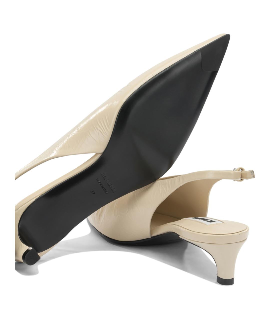 JIL SANDER Бежевые кожаные туфли, фото 5