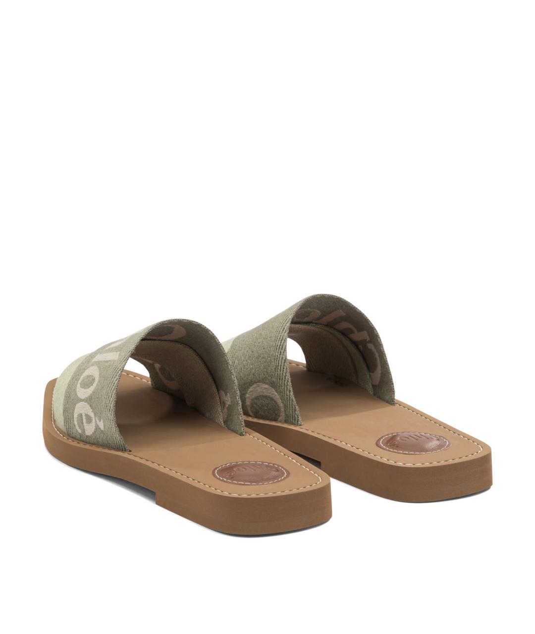 CHLOE Зеленые текстильные шлепанцы, фото 4