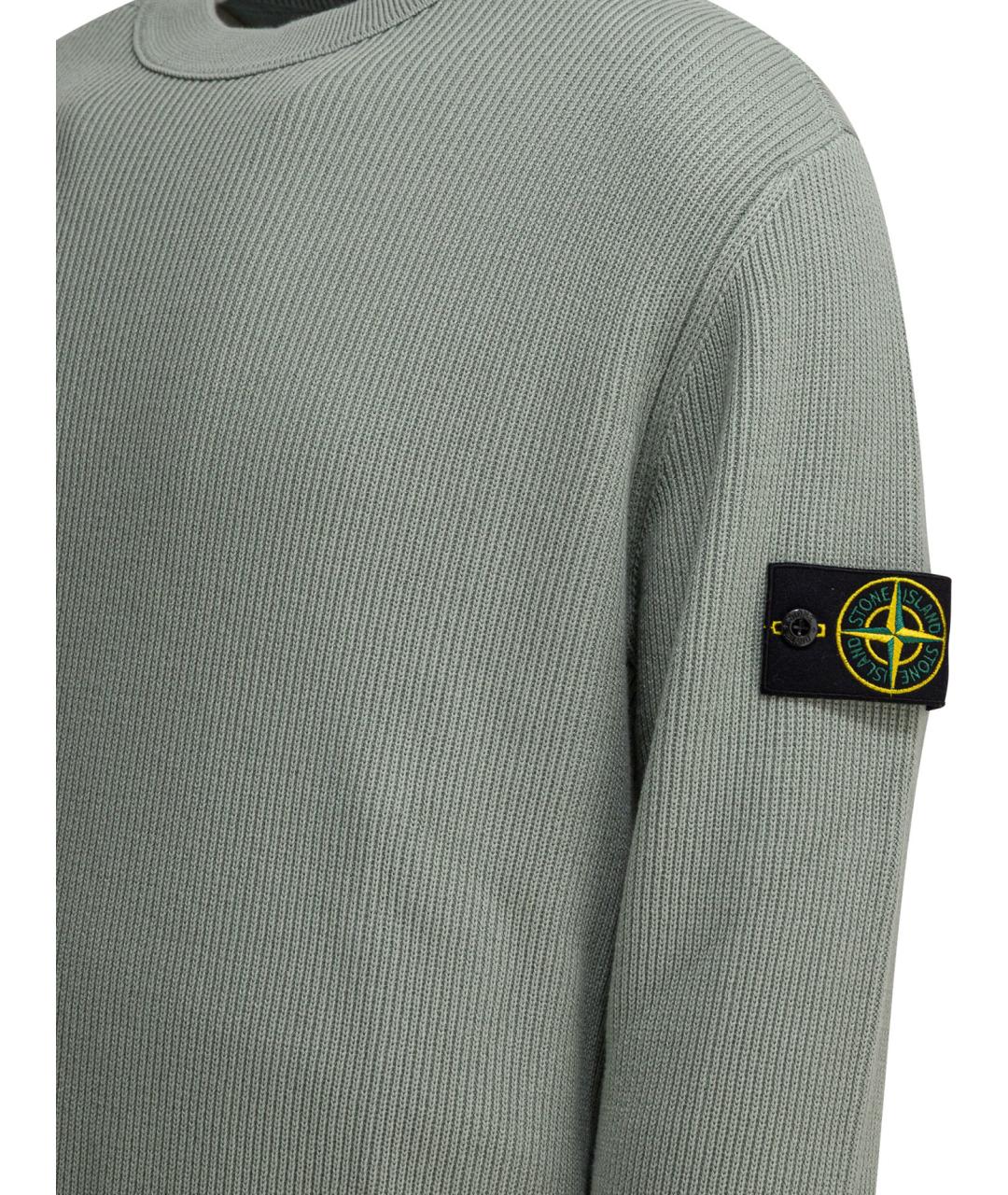 STONE ISLAND Зеленый хлопковый джемпер / свитер, фото 4