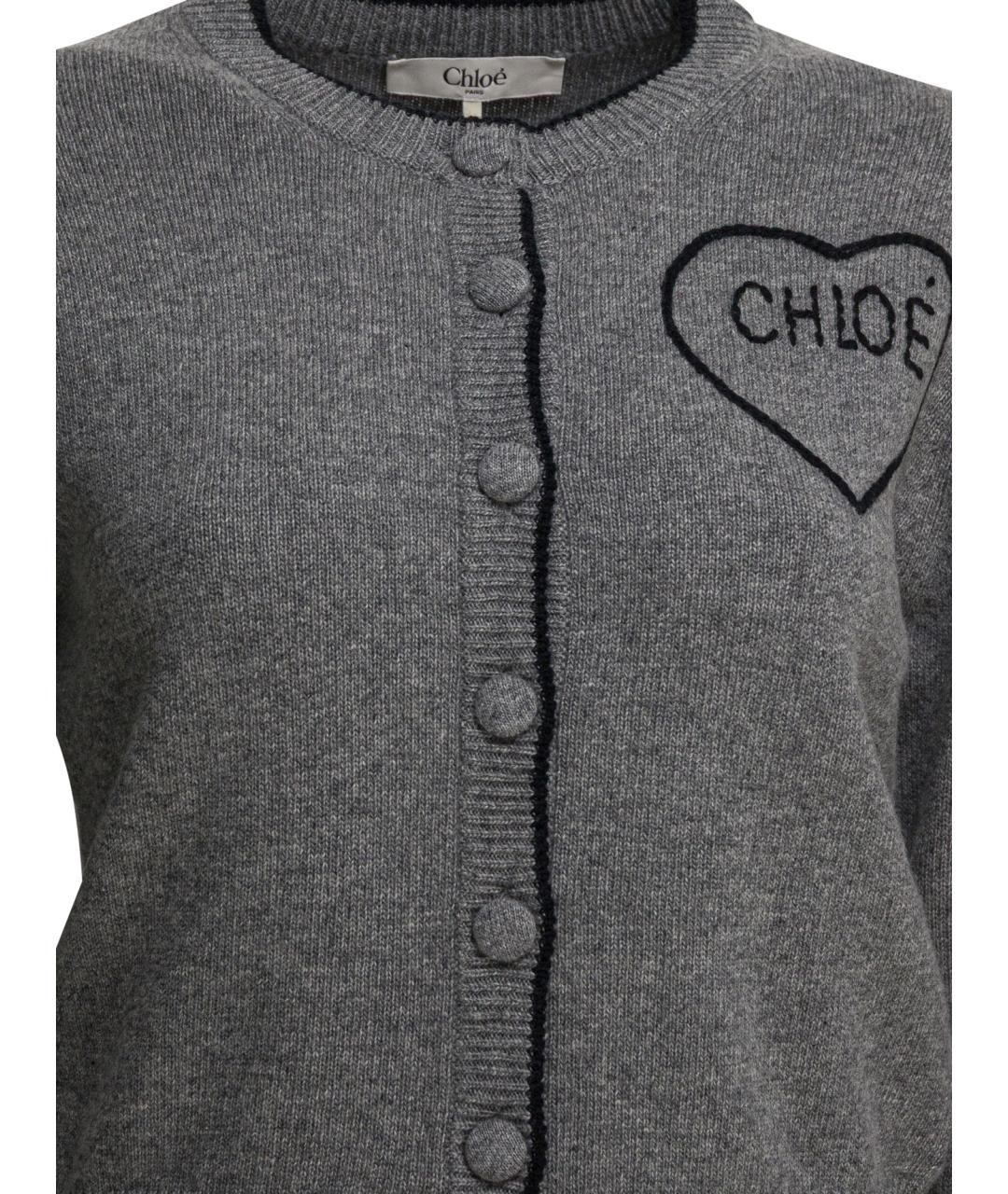 CHLOE Серый шерстяной кардиган, фото 3