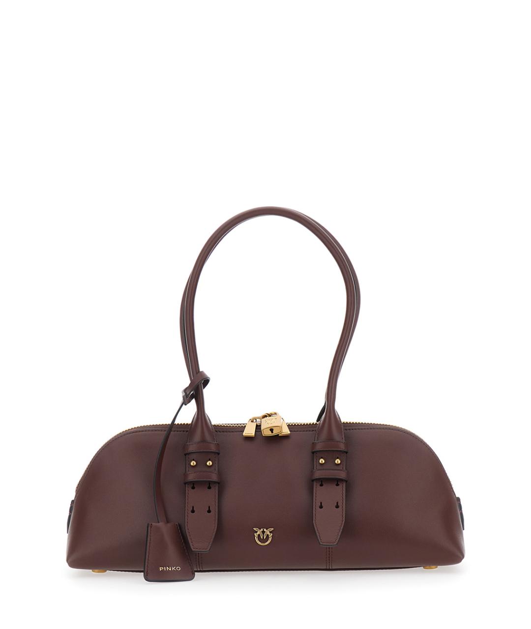 PINKO Коричневая кожаная сумка тоут, фото 1