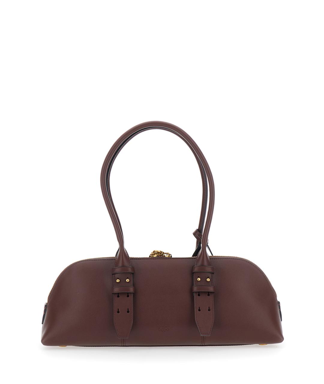 PINKO Коричневая кожаная сумка тоут, фото 2