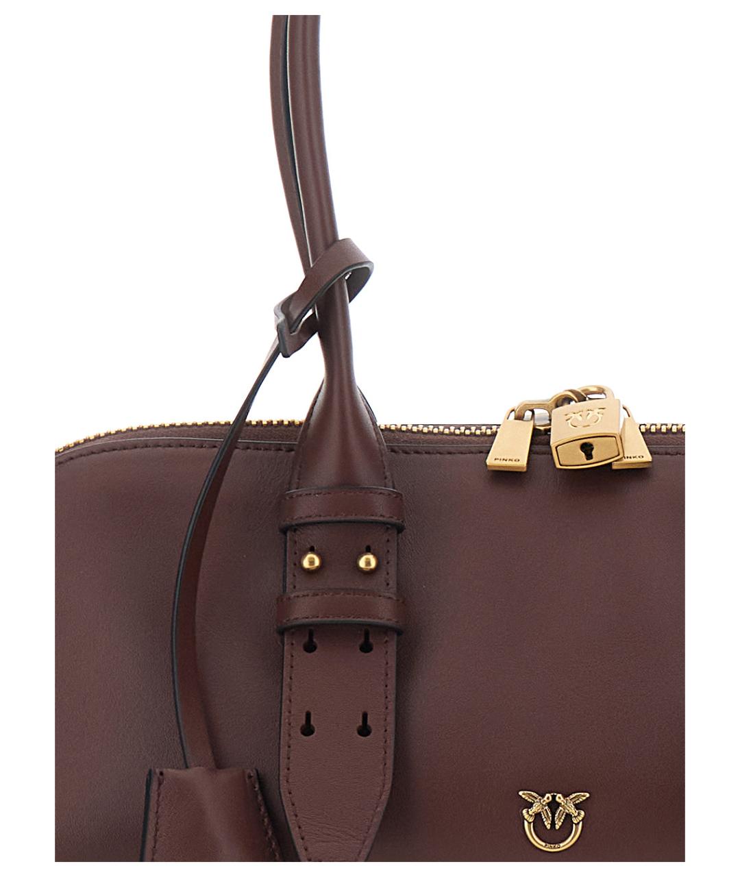 PINKO Коричневая кожаная сумка тоут, фото 3