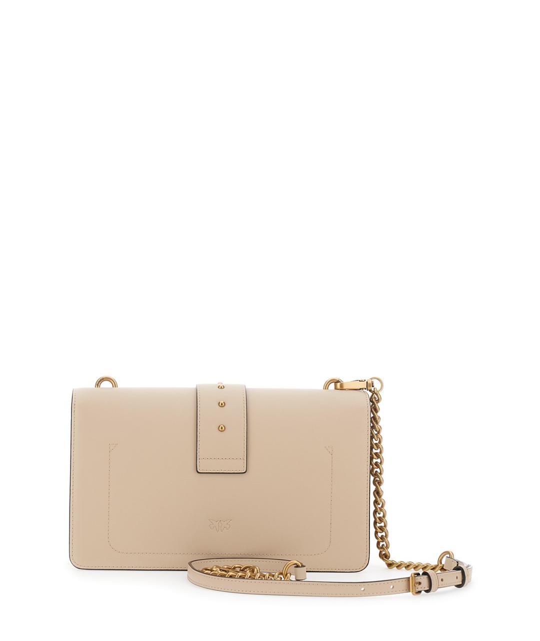 PINKO Бежевая кожаная сумка через плечо, фото 2