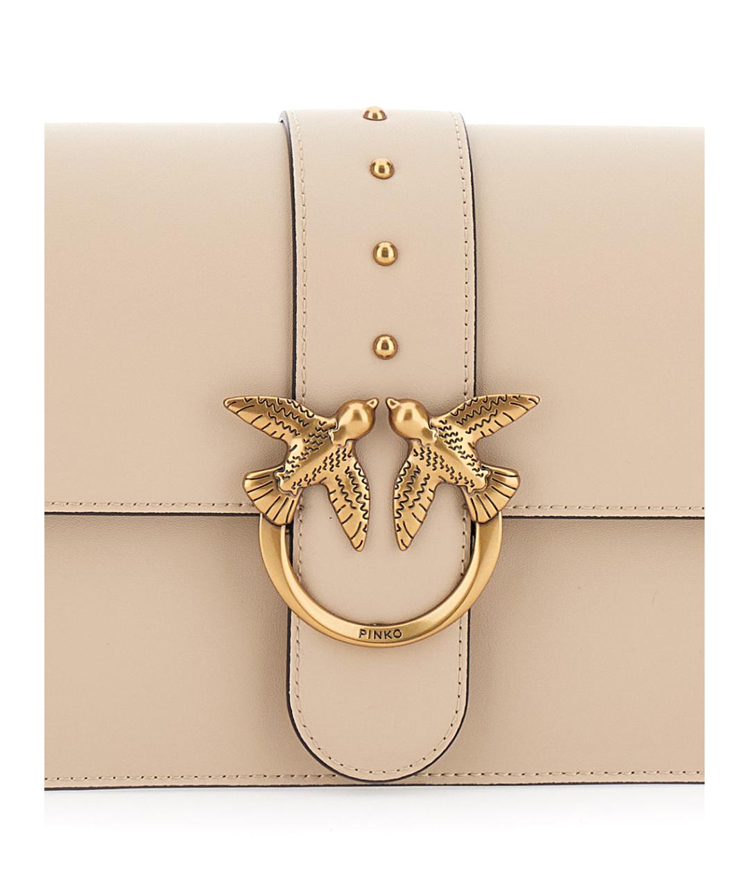 PINKO Бежевая кожаная сумка через плечо, фото 3