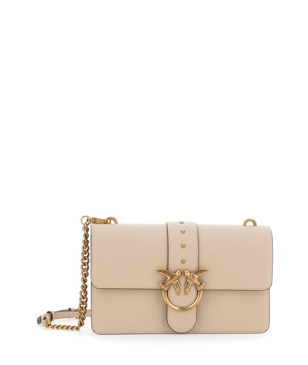 PINKO Бежевая кожаная сумка через плечо, фото 1
