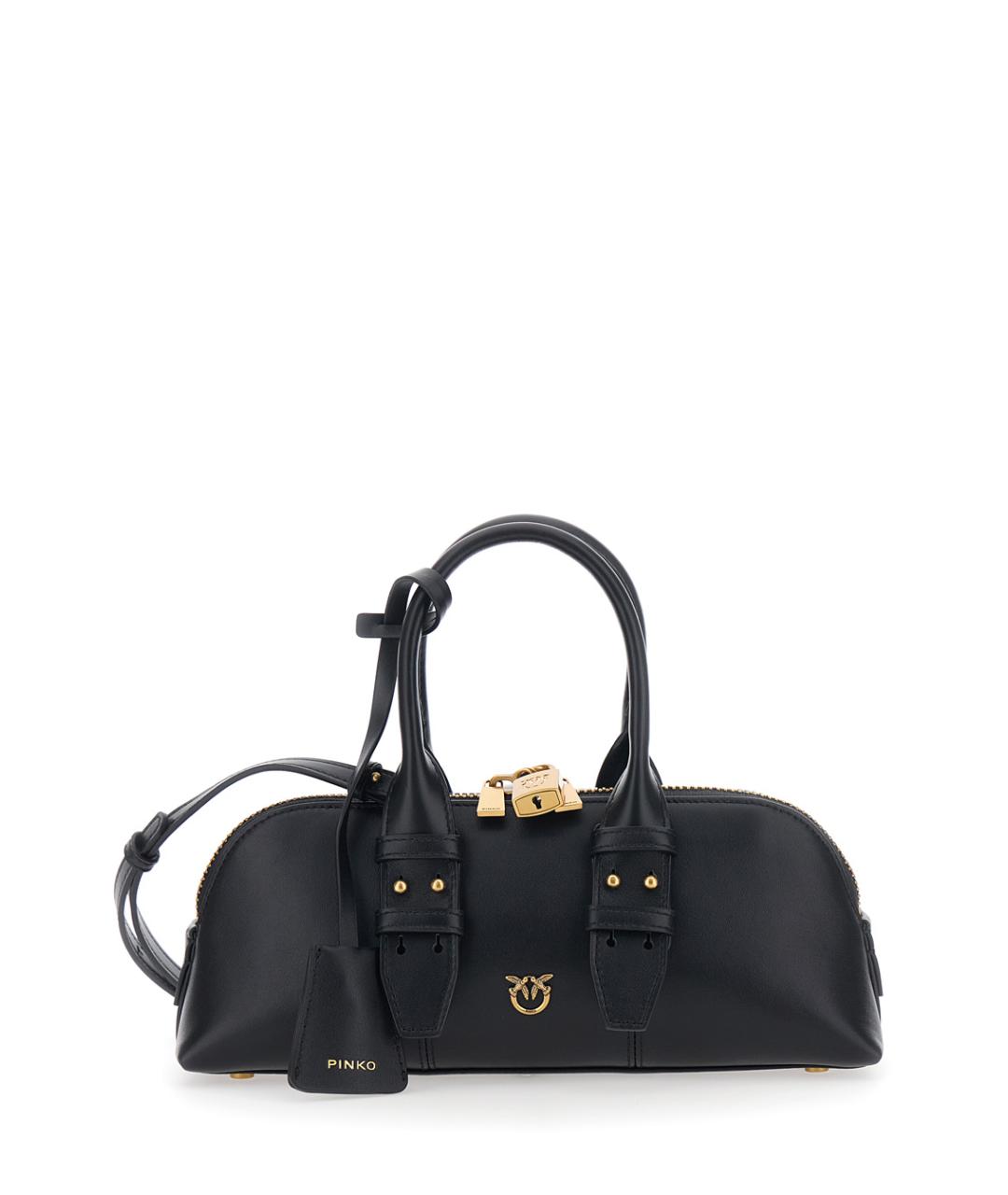 PINKO Черная кожаная сумка тоут, фото 1