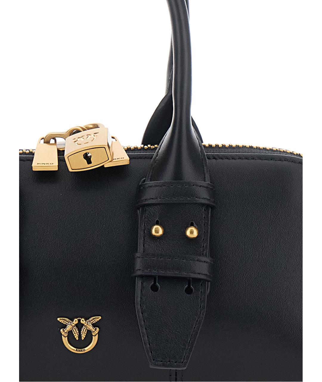 PINKO Черная кожаная сумка тоут, фото 3