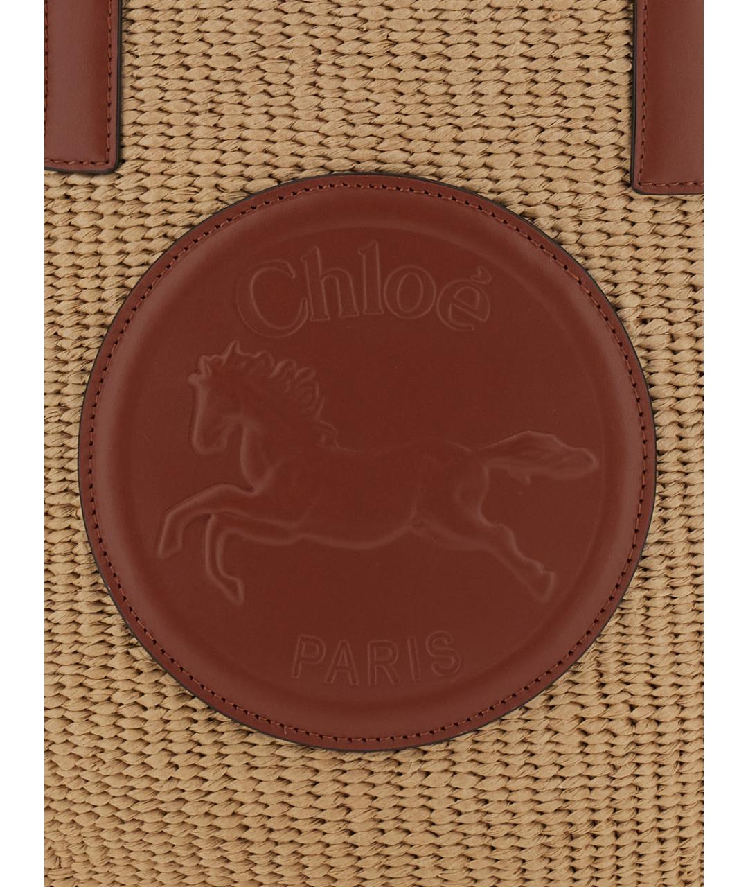 CHLOE Бежевая пелетеная сумка тоут, фото 3