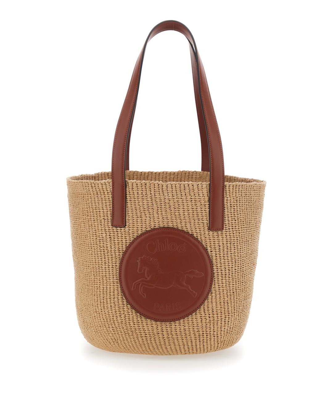 CHLOE Бежевая пелетеная сумка тоут, фото 1