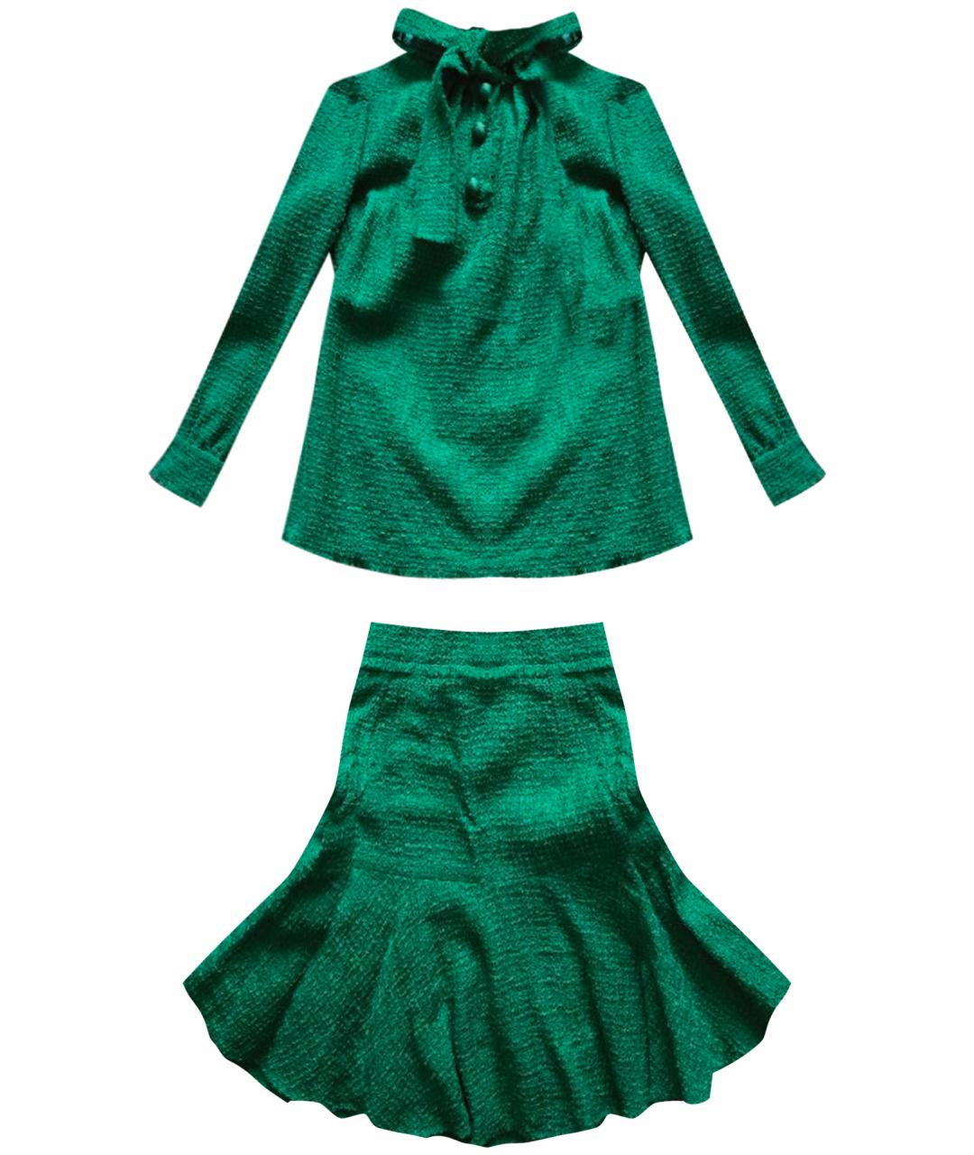 DOLCE&GABBANA Зеленый шерстяной костюм с юбками, фото 1