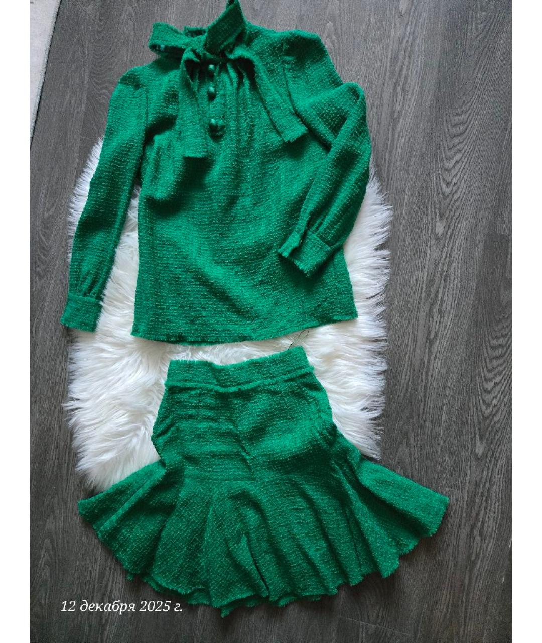 DOLCE&GABBANA Зеленый шерстяной костюм с юбками, фото 7