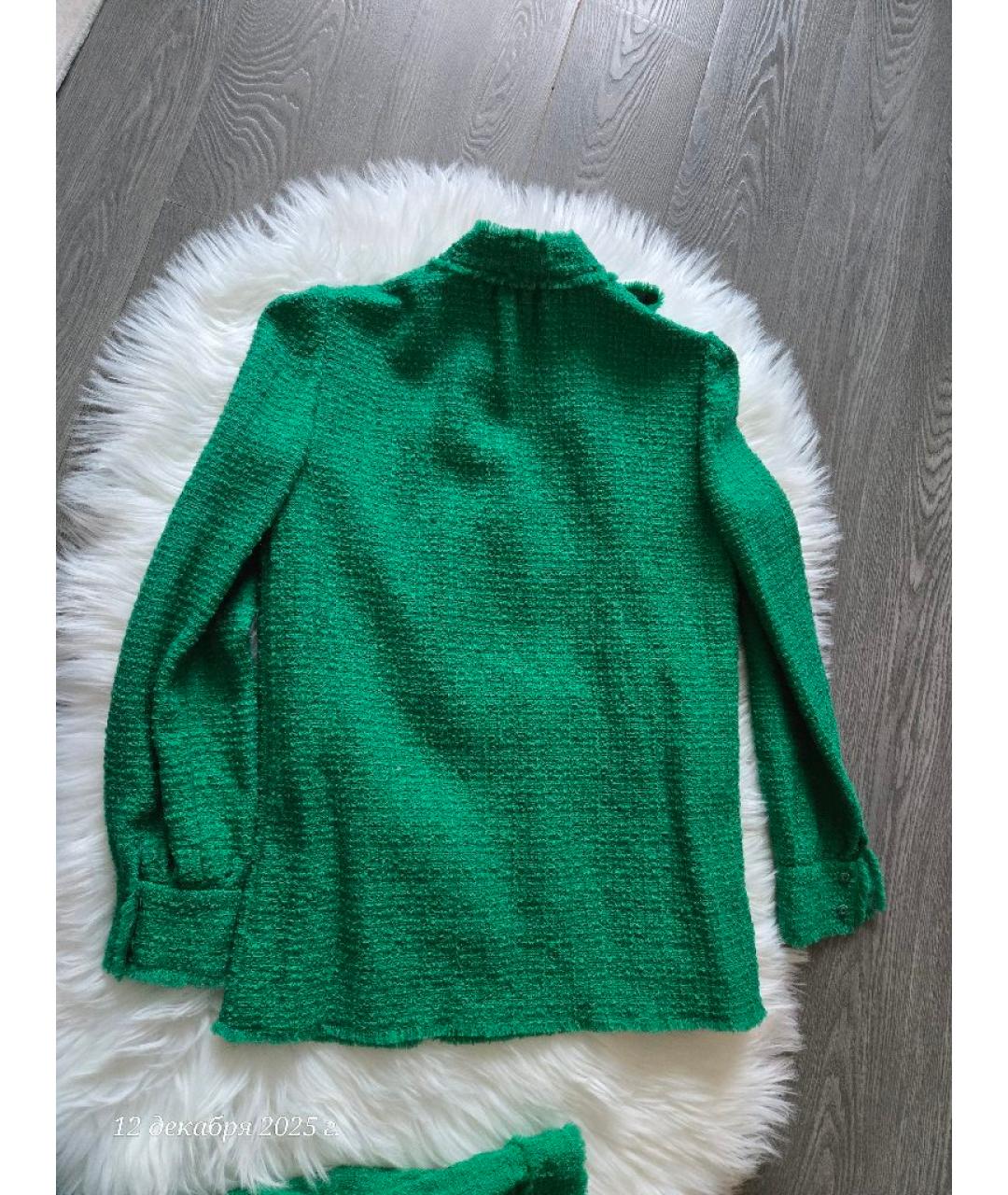 DOLCE&GABBANA Зеленый шерстяной костюм с юбками, фото 2