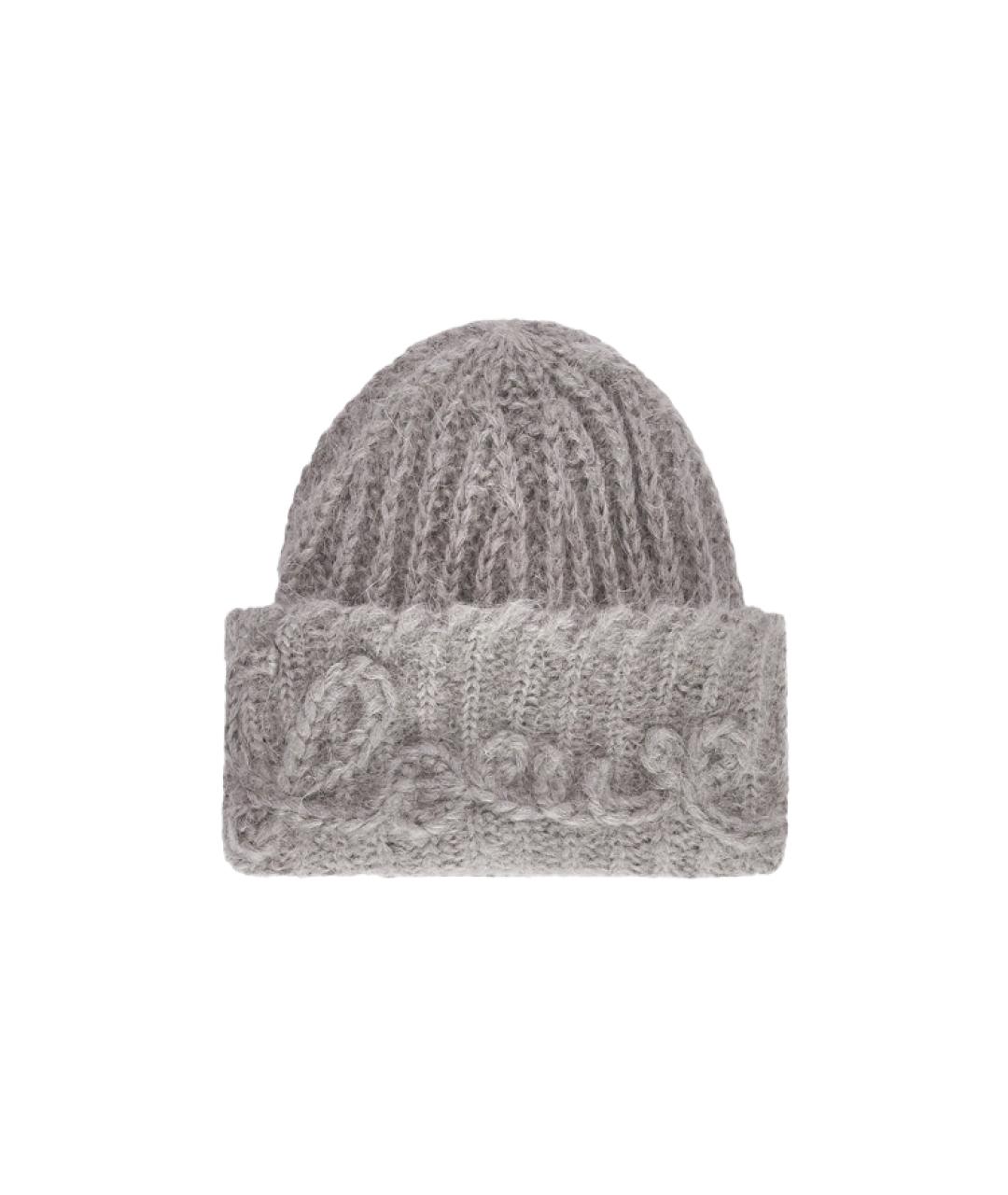 LOEWE Серая шерстяная шапка, фото 1