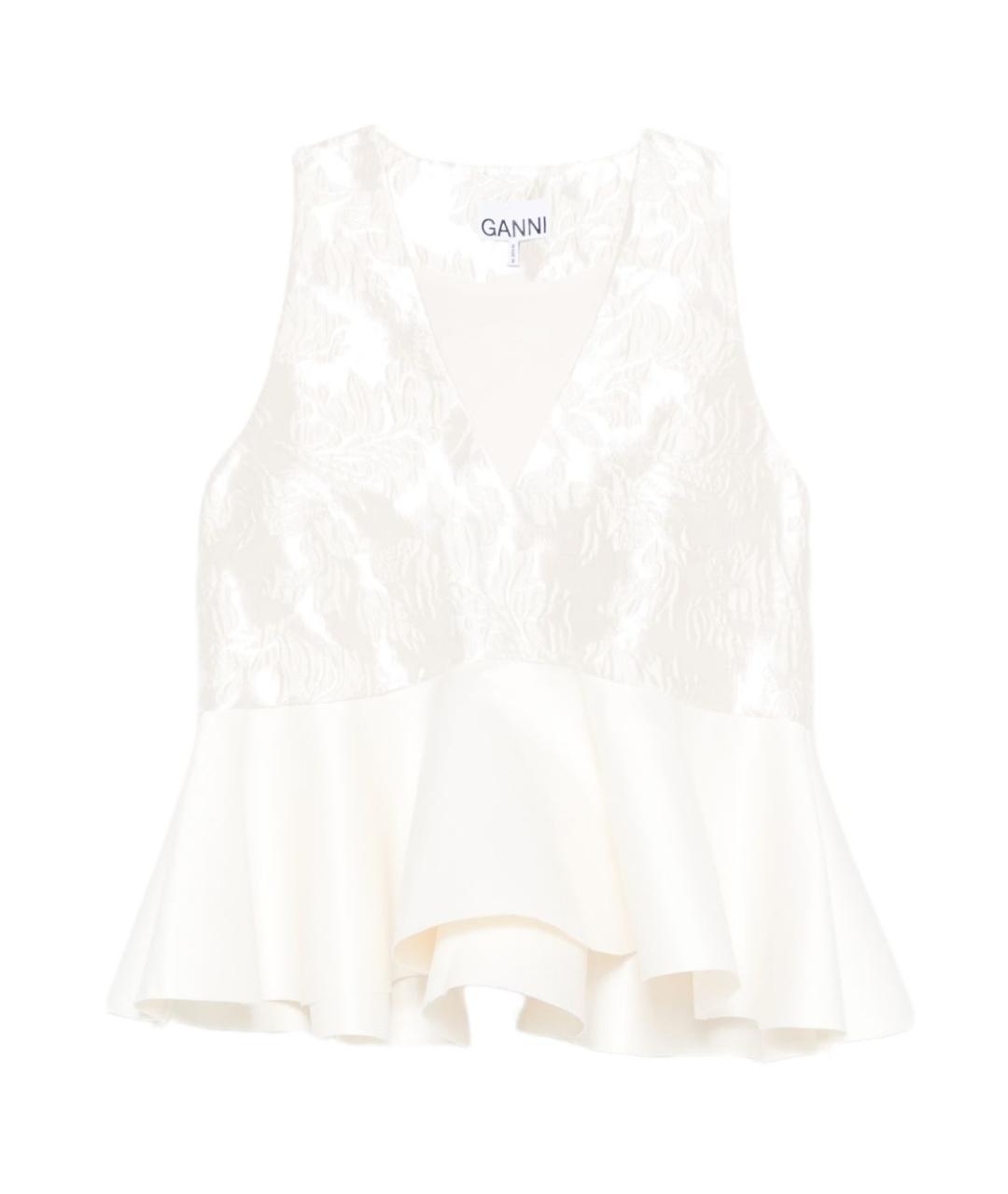 GANNI Белая полиэстеровая майка, фото 1