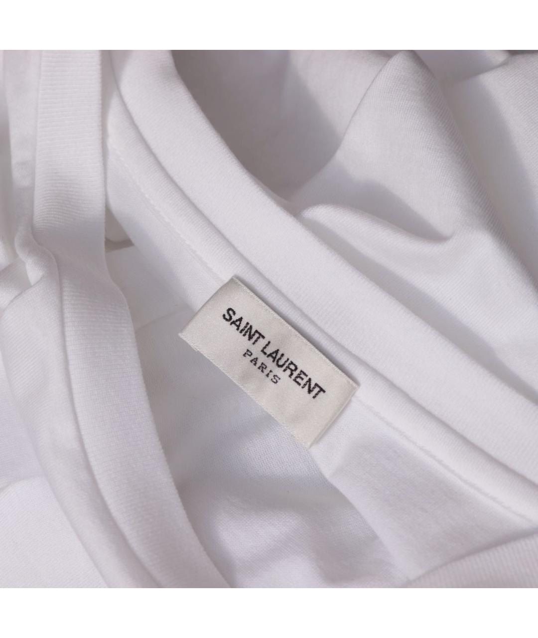 SAINT LAURENT Белая хлопковая футболка, фото 4