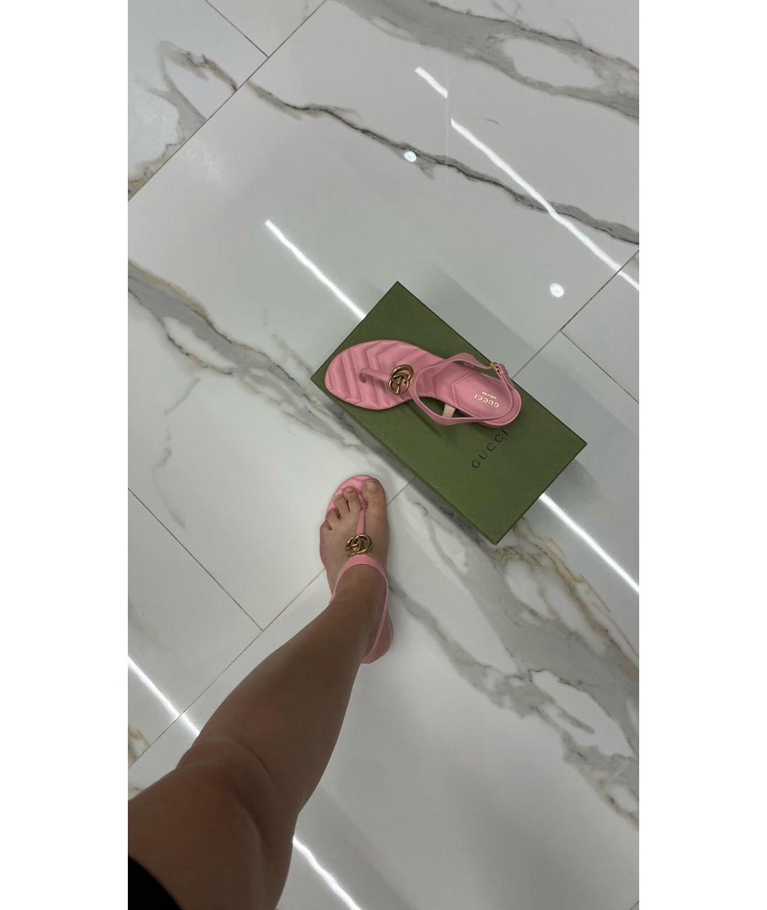 GUCCI Коралловые кожаные босоножки, фото 5