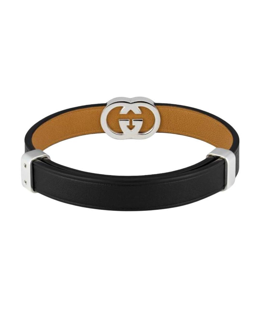 GUCCI Черный кожаный браслет, фото 3
