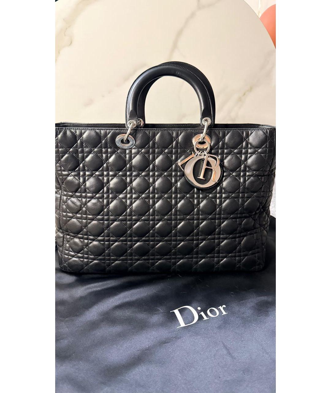 CHRISTIAN DIOR Черная кожаная сумка с короткими ручками, фото 6