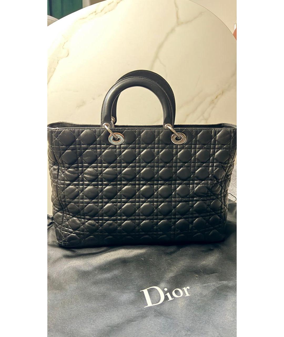 CHRISTIAN DIOR Черная кожаная сумка с короткими ручками, фото 2