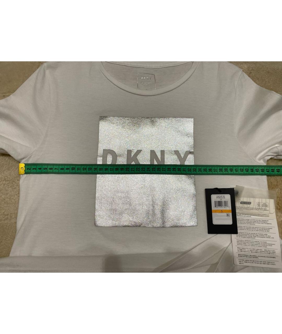 DKNY Белая хлопко-эластановая футболка, фото 7