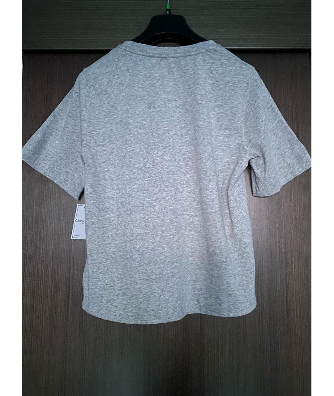 CALVIN KLEIN Серая хлопко-эластановая футболка, фото 3