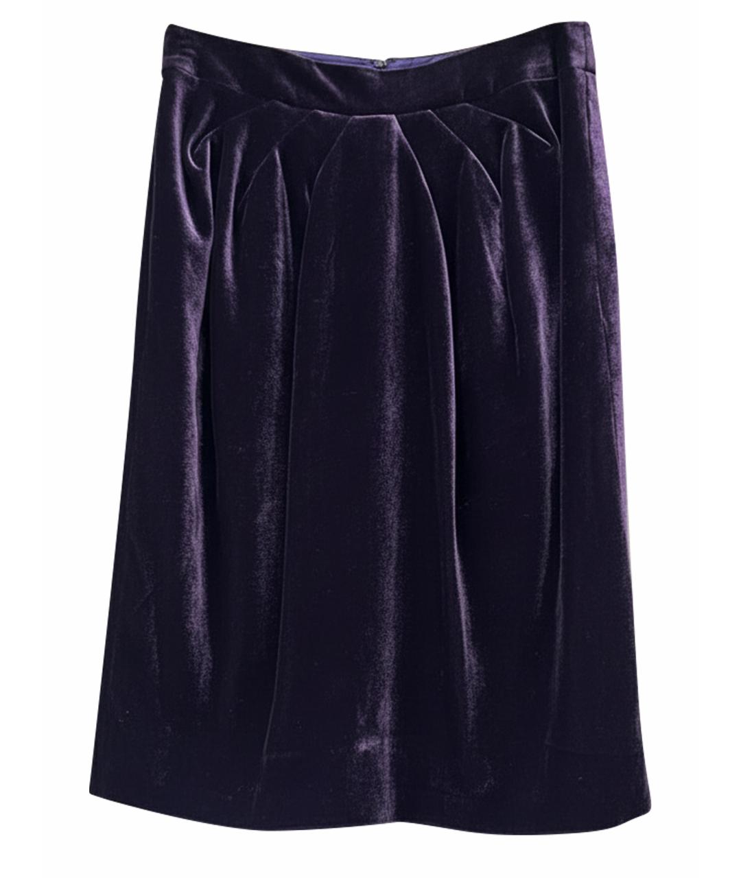 ESCADA Фиолетовая бархатная юбка миди, фото 1