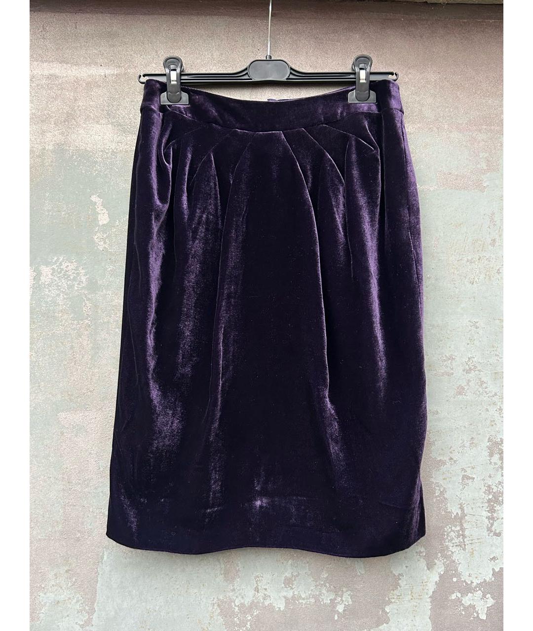 ESCADA Фиолетовая бархатная юбка миди, фото 8