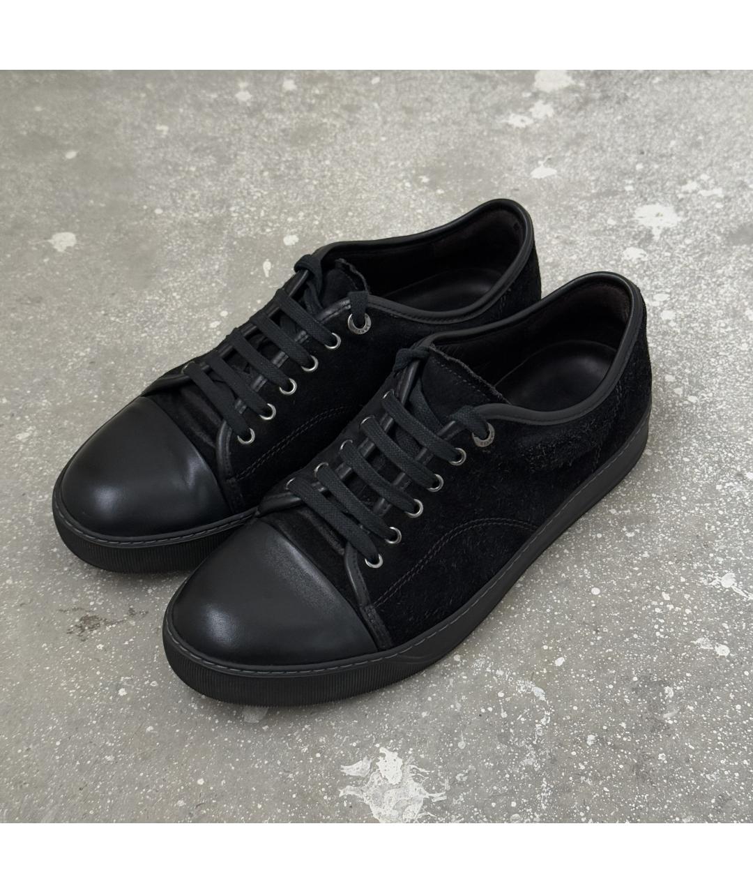 LANVIN Черные замшевые низкие кроссовки / кеды, фото 2