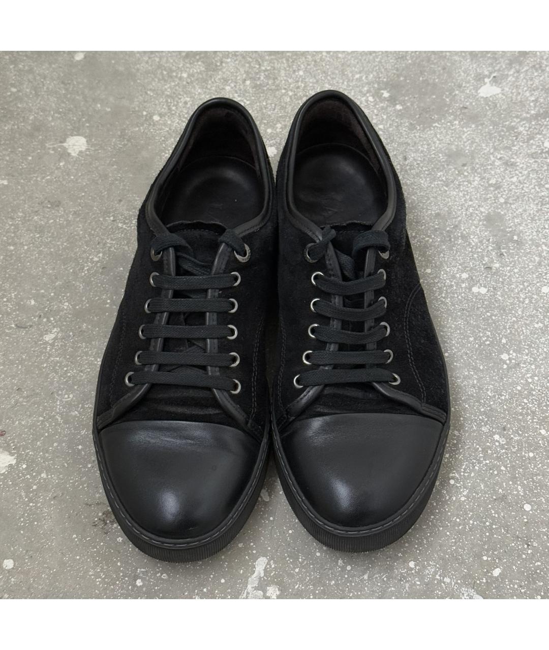 LANVIN Черные замшевые низкие кроссовки / кеды, фото 6