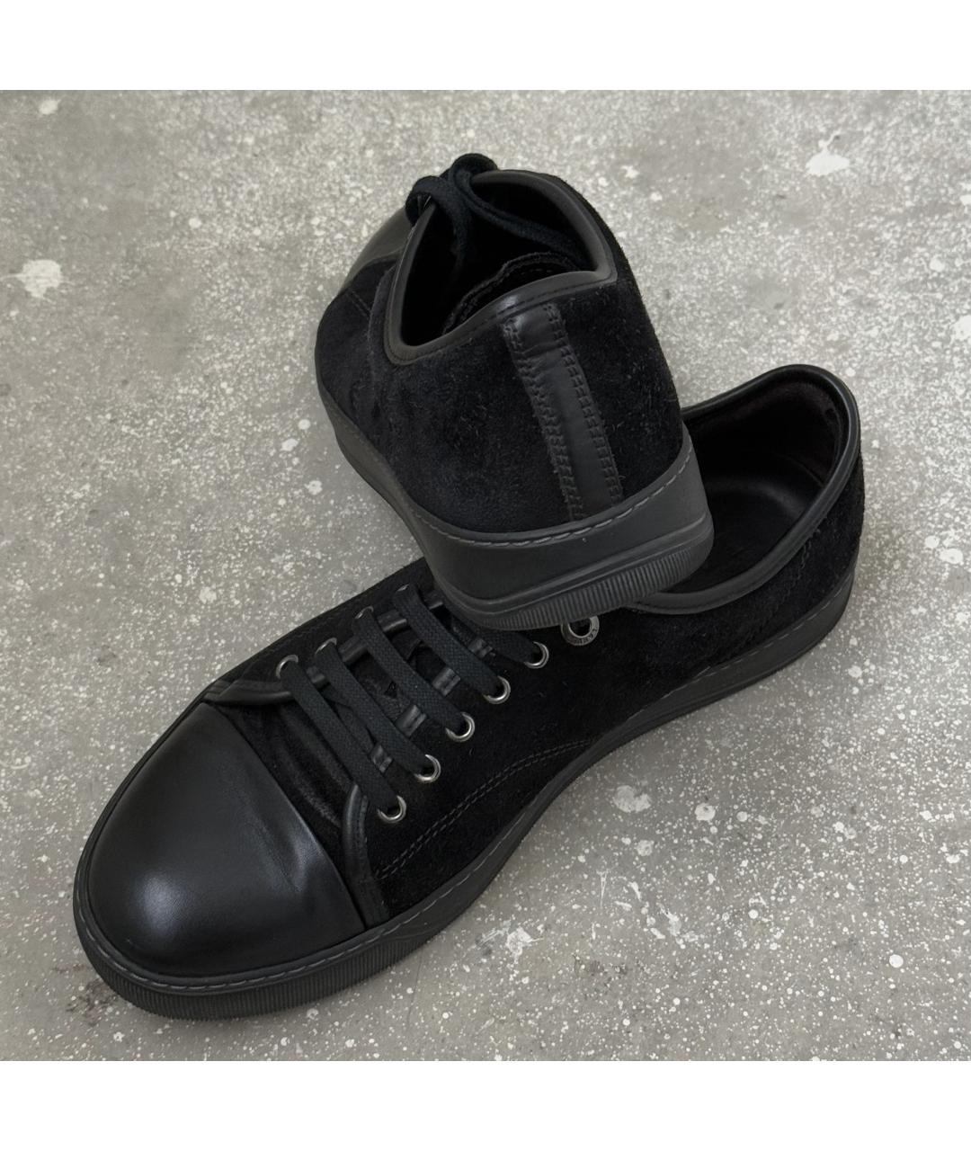 LANVIN Черные замшевые низкие кроссовки / кеды, фото 7