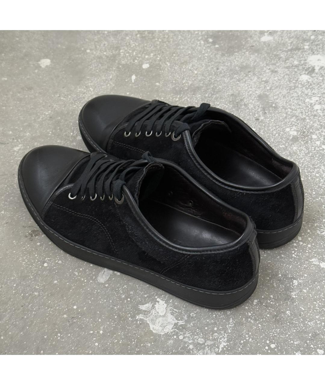 LANVIN Черные замшевые низкие кроссовки / кеды, фото 3