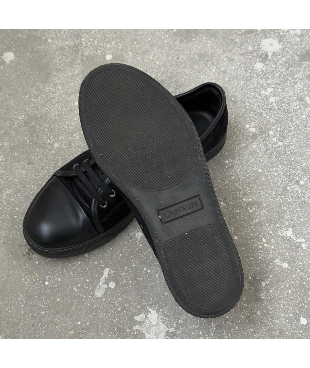 LANVIN Черные замшевые низкие кроссовки / кеды, фото 8