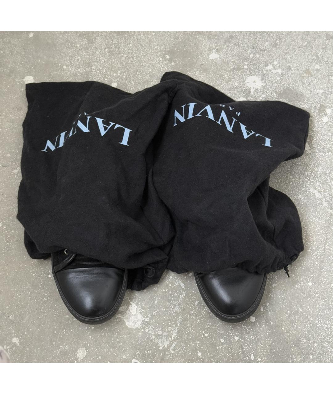 LANVIN Черные замшевые низкие кроссовки / кеды, фото 9