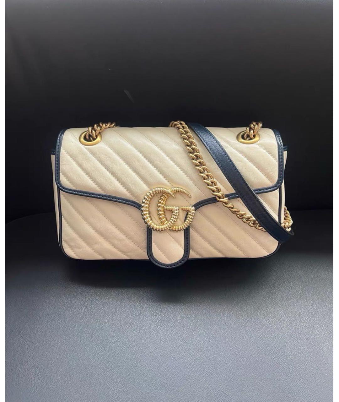 GUCCI Бежевая кожаная сумка через плечо, фото 2