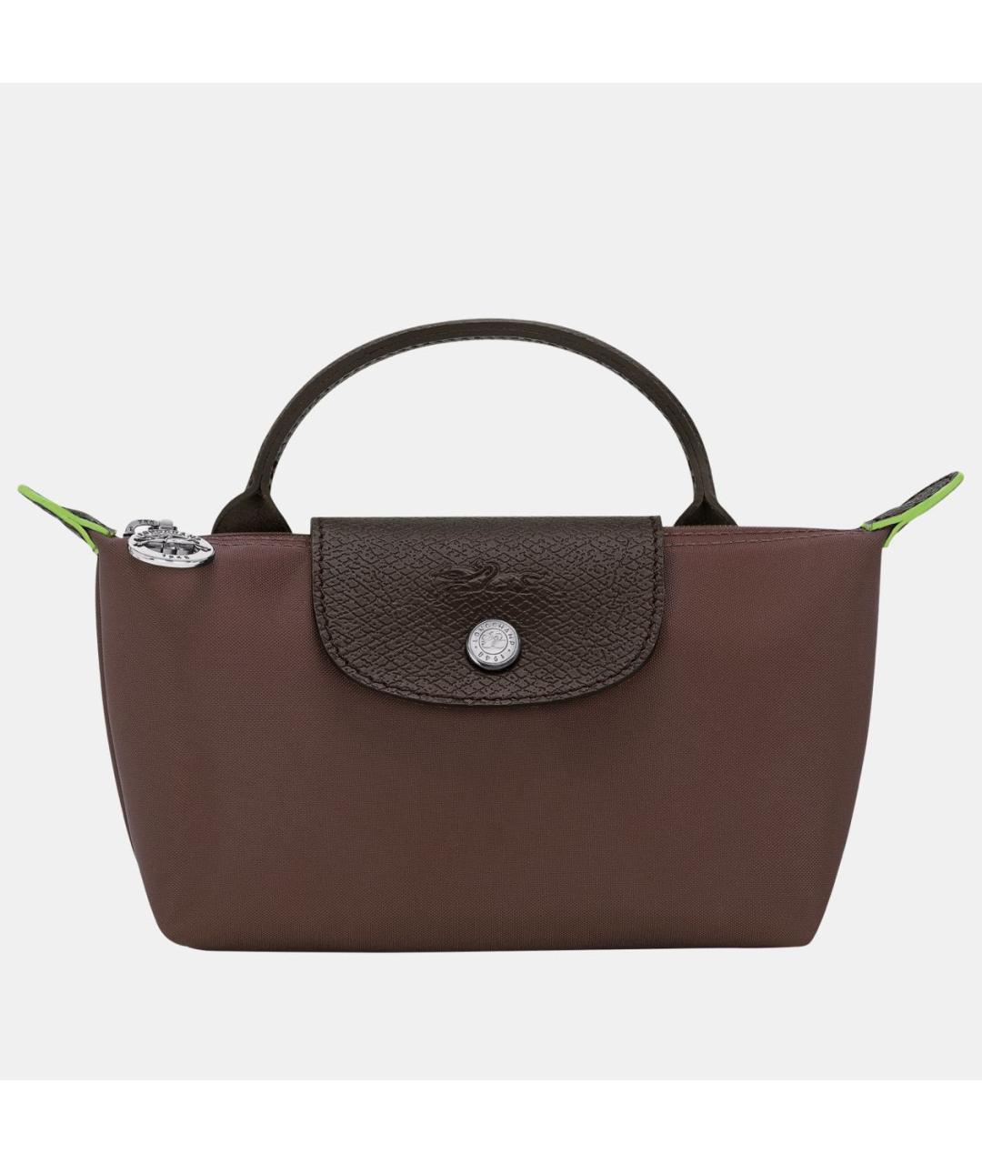 LONGCHAMP Коричневая тканевая сумка с короткими ручками, фото 7