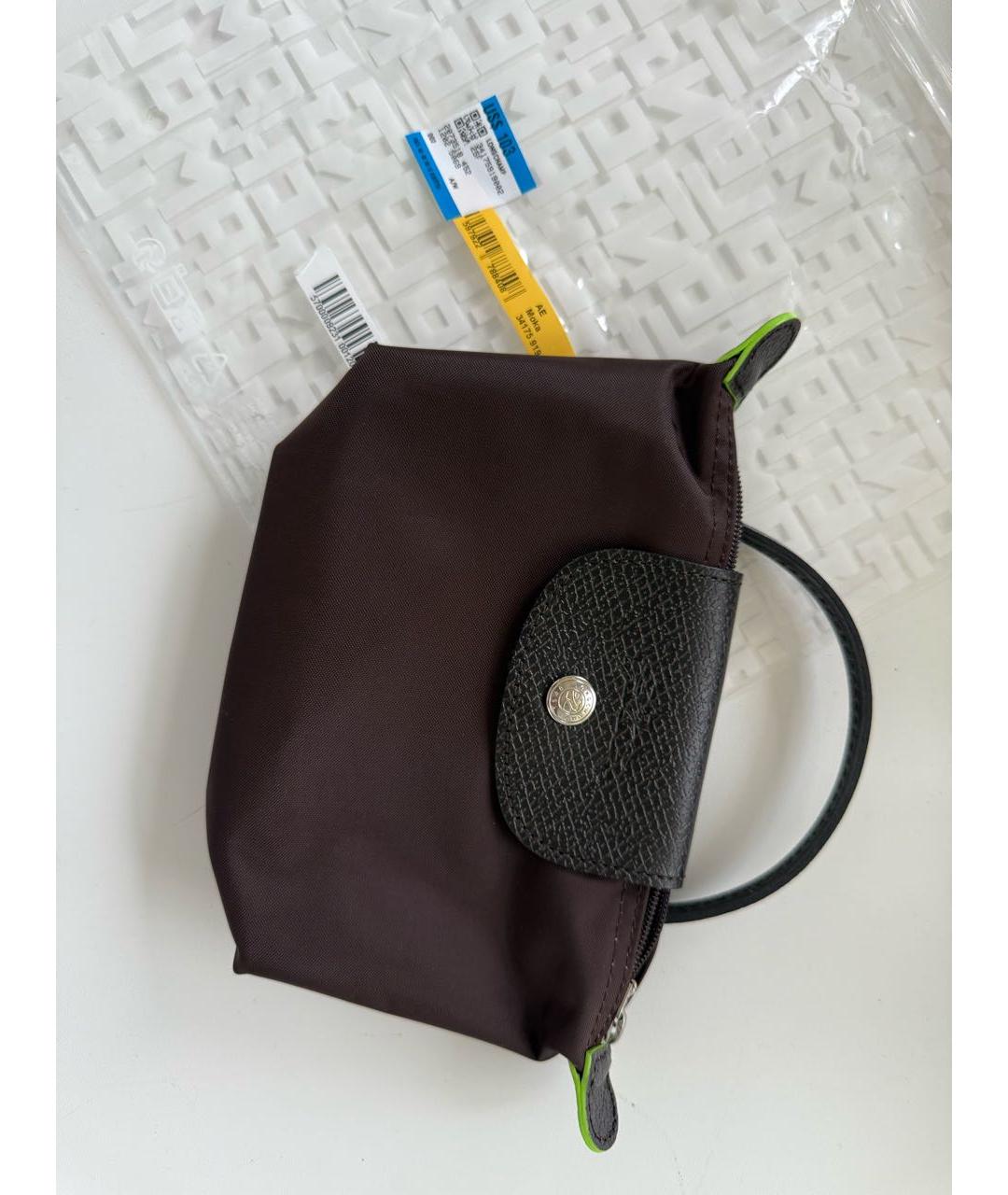 LONGCHAMP Коричневая тканевая сумка с короткими ручками, фото 4