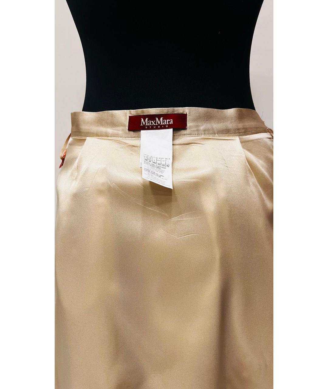 MAX MARA STUDIO Бежевая полиэстеровая юбка миди, фото 3